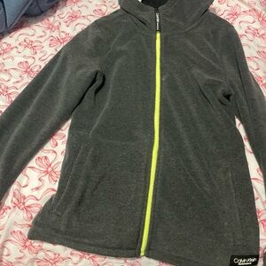 Calvin Klein Kids Charcoal Jacket with Lime Zipper